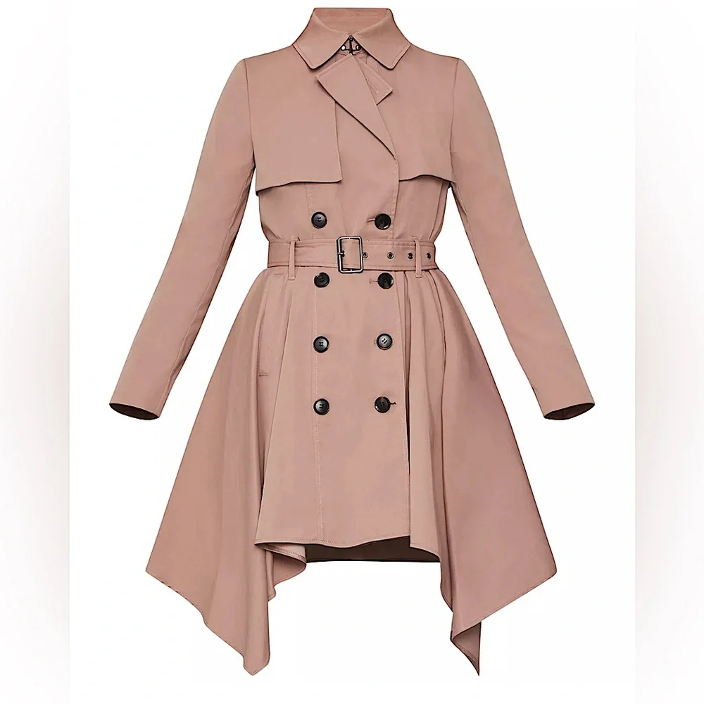 BCBG MaxAzaria NWT Blush Brielle Long Sleeve Trench Coat Jacket **Size XXS** - Picture 2 of 8